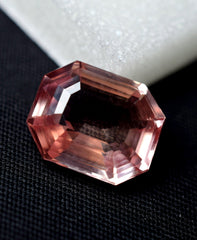 Padparadscha Stone 11.40 Ct Natural Sapphire Padparadscha Excellent Emerald Shape Loose Gemstone CERTIFIED