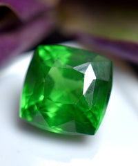 GREEN Garnet 7.55 Ct Beautiful NATURAL Square Cushion Cut CERTIFIED Loose Gemstone