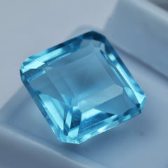 Aquamarine Necklace Certified Natural 13.65 Ct Blue Aquamarine Square Cut Loose Gemstone May Use As A Gift