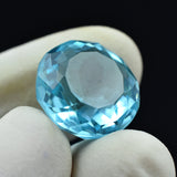 Certified Aquamarine Round Gemstone 12.74 Ct Held in Fingers