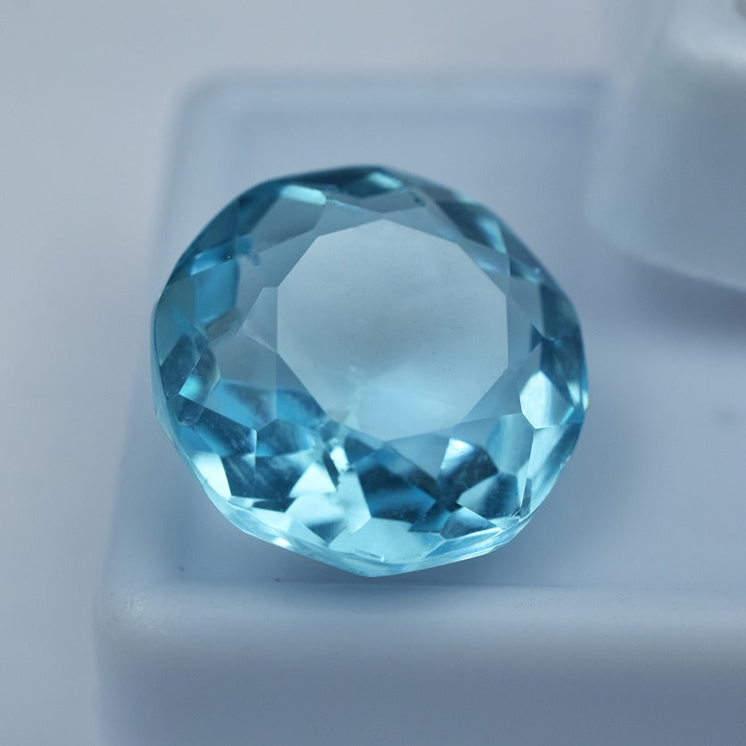 Big Size Aquamarine Cut Gemstone 12.45 Carat Round Shape Genuine Jewelry Making Natural Aquamarine CERTIFIED Round Shape Ocean Blue Loose Gemstones