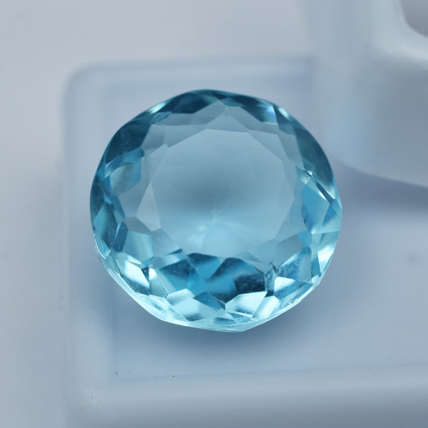 Big Size Aquamarine Cut Gemstone 12.45 Carat Round Shape Genuine Jewelry Making Natural Aquamarine CERTIFIED Round Shape Ocean Blue Loose Gemstones