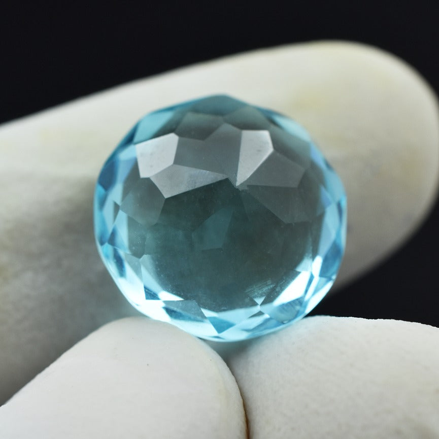 Big Size Aquamarine Cut Gemstone 12.45 Carat Round Shape Genuine Jewelry Making Natural Aquamarine CERTIFIED Round Shape Ocean Blue Loose Gemstones