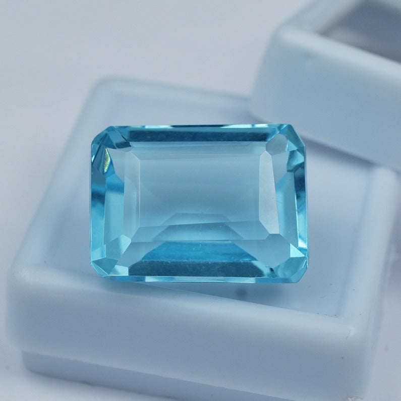 Beautiful Aquamarine CERTIFIED Ocean Blue 12.45 Carat Natural Emerald Shape Loose Gemstone-Best Gift For Sister - Aquamarine Ring Size On sale