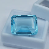 Beautiful Aquamarine CERTIFIED Ocean Blue 12.45 Carat Natural Emerald Shape Loose Gemstone-Best Gift For Sister - Aquamarine Ring Size On sale