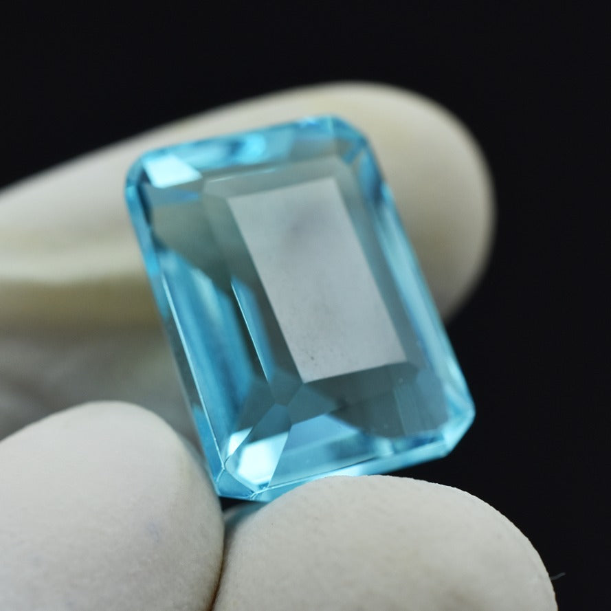 Beautiful Aquamarine CERTIFIED Ocean Blue 12.45 Carat Natural Emerald Shape Loose Gemstone-Best Gift For Sister - Aquamarine Ring Size On sale