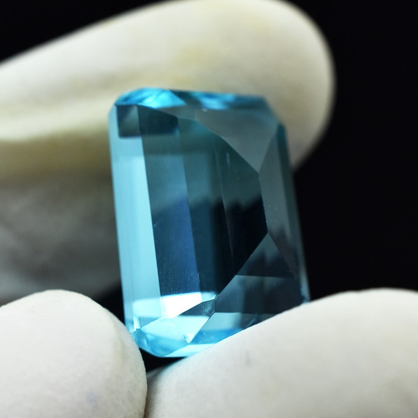 Beautiful Aquamarine CERTIFIED Ocean Blue 12.45 Carat Natural Emerald Shape Loose Gemstone-Best Gift For Sister - Aquamarine Ring Size On sale