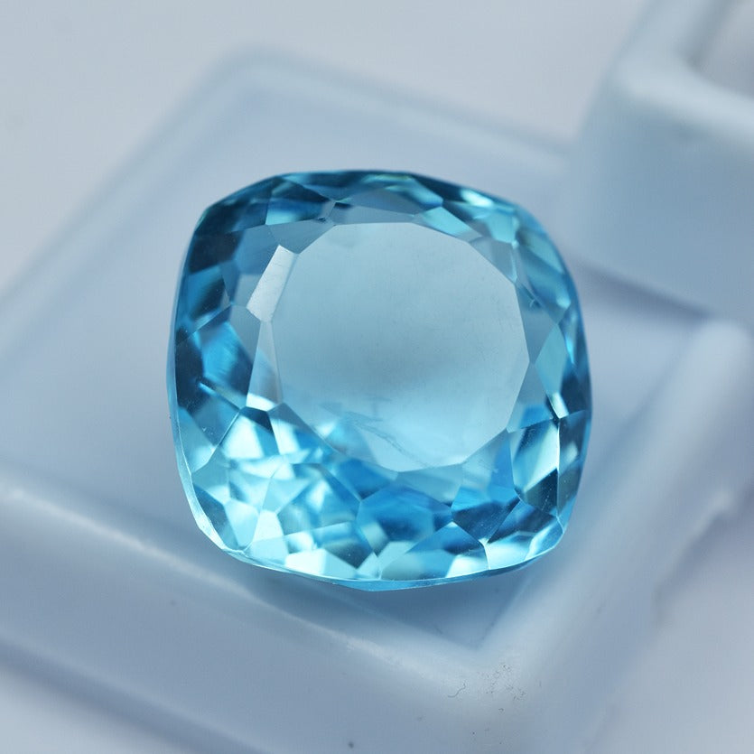 AAA Flawless Blue Aquamarine 12.85 Carat Loose Square Cushion Cut, Gemstone Brazilian Aquamarine Cut Stone Genuine Jewelry Making Gemstone And Excellent quality For Gift