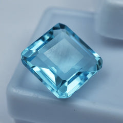 CERTIFIED 13.52 Ct Natural Aquamarine Loose Gemstone Blue Square Cut Huge Size Transparent Santa Maria Genuine Aquamarine Jewelry Making Tools & Ring Raw Product