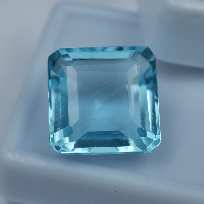 CERTIFIED 13.52 Ct Natural Aquamarine Loose Gemstone Blue Square Cut Huge Size Transparent Santa Maria Genuine Aquamarine Jewelry Making Tools & Ring Raw Product