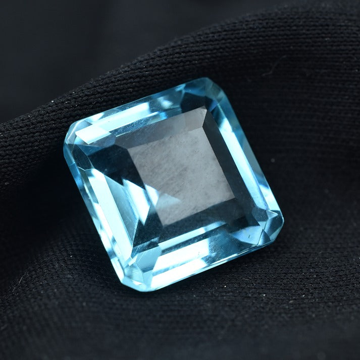 CERTIFIED 13.52 Ct Natural Aquamarine Loose Gemstone Blue Square Cut Huge Size Transparent Santa Maria Genuine Aquamarine Jewelry Making Tools & Ring Raw Product