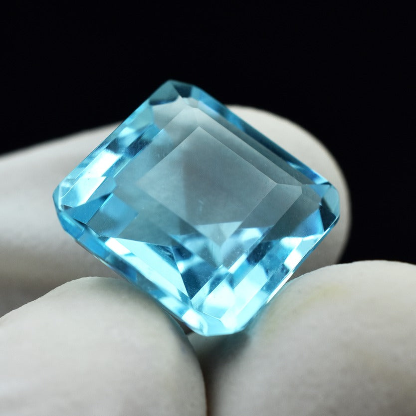 CERTIFIED 13.52 Ct Natural Aquamarine Loose Gemstone Blue Square Cut Huge Size Transparent Santa Maria Genuine Aquamarine Jewelry Making Tools & Ring Raw Product