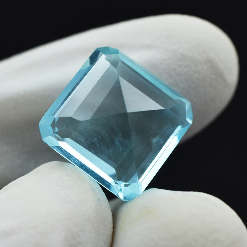 CERTIFIED 13.52 Ct Natural Aquamarine Loose Gemstone Blue Square Cut Huge Size Transparent Santa Maria Genuine Aquamarine Jewelry Making Tools & Ring Raw Product