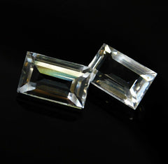 16.32 Ct Natural White Ceylon Sapphire CERTIFIED Emerald Cut Pair Loose Gemstone