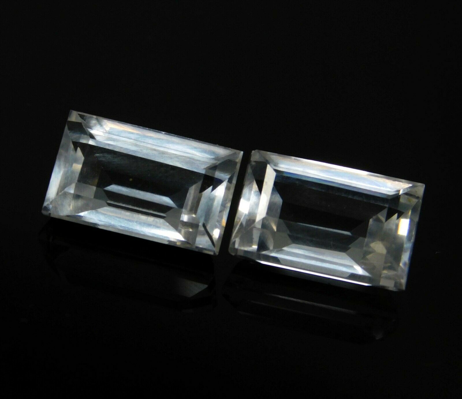 16.32 Ct Natural White Ceylon Sapphire CERTIFIED Emerald Cut Pair Loose Gemstone