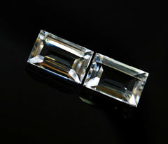 White Sapphire 16.23 Ct Natural Emerald Cut CERTIFIED Pair Rare Loose Gemstone