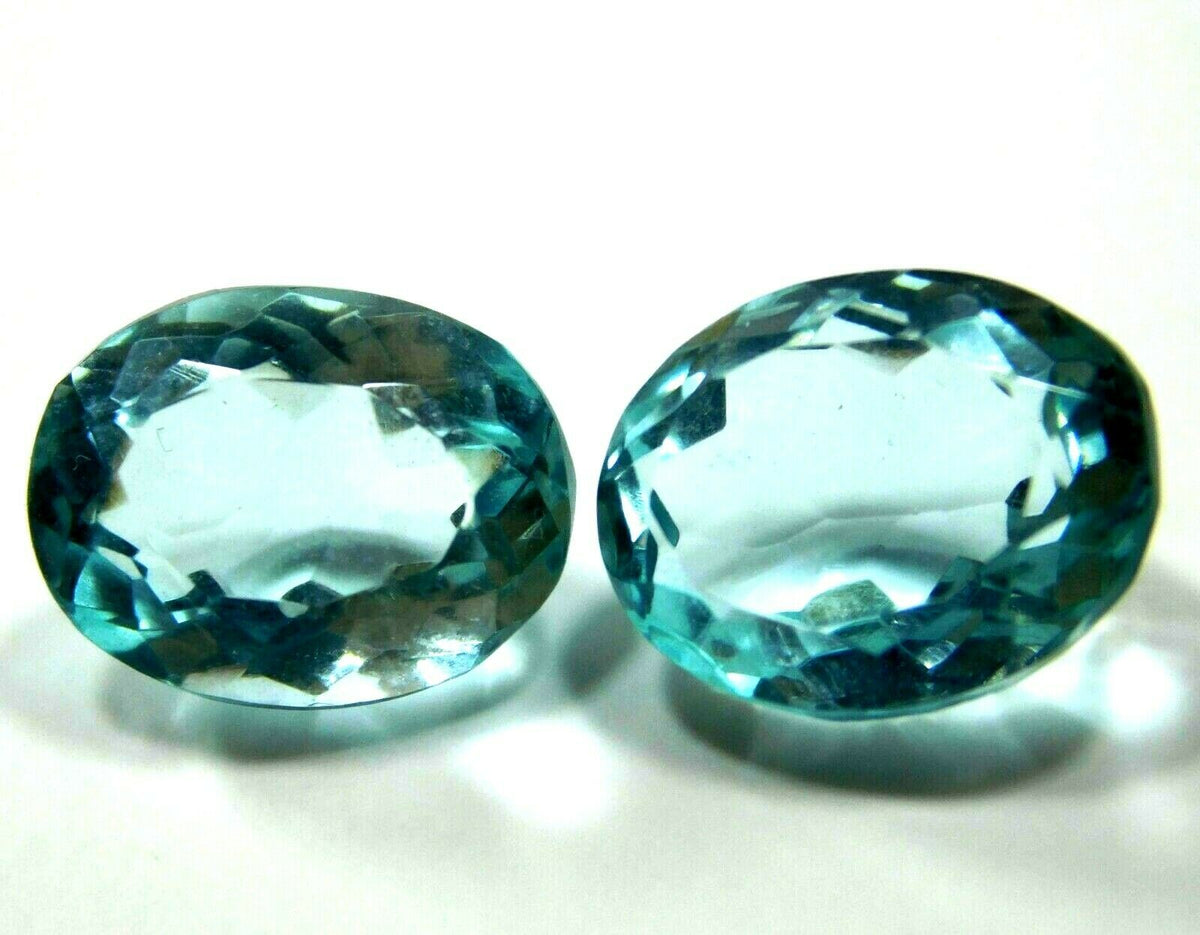 Huge Natural Blue Aquamarine Oval Cut CERTIFIED 14.70 Carat Loose Gemstone Pair