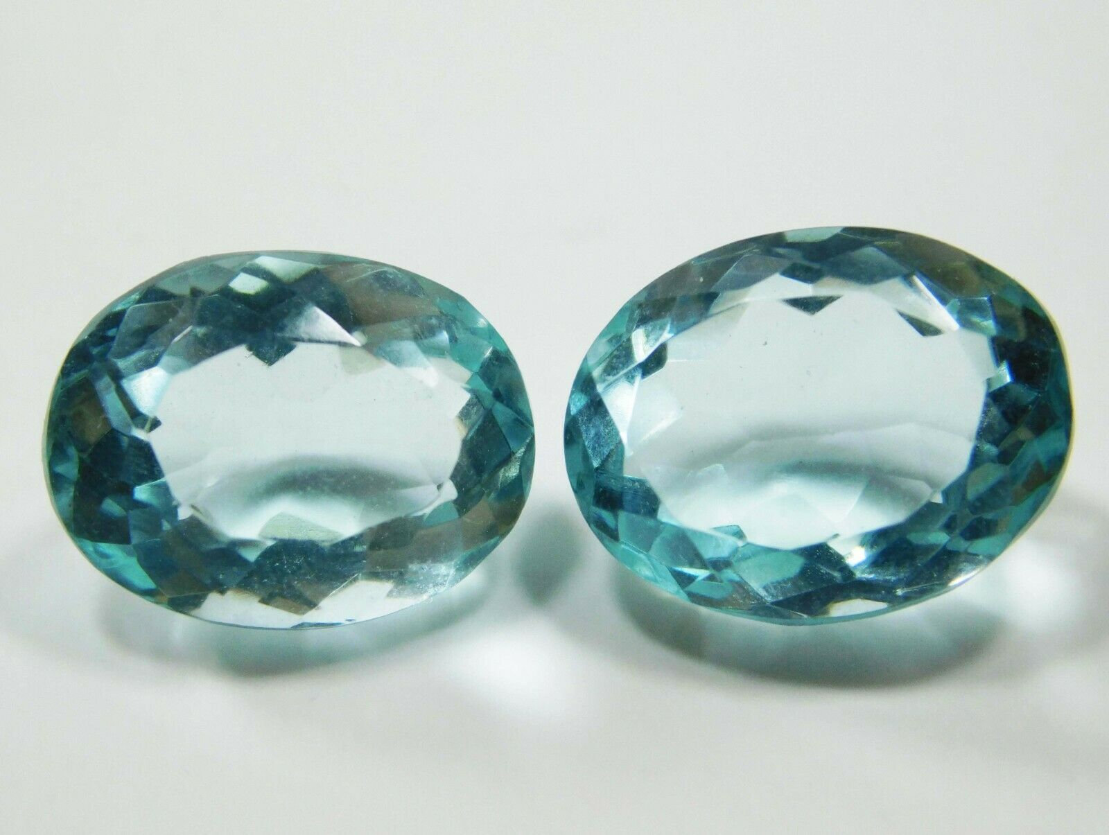 Huge Natural Blue Aquamarine Oval Cut CERTIFIED 14.70 Carat Loose Gemstone Pair