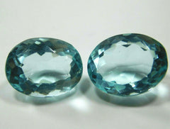 Huge Natural Blue Aquamarine Oval Cut CERTIFIED 14.70 Carat Loose Gemstone Pair