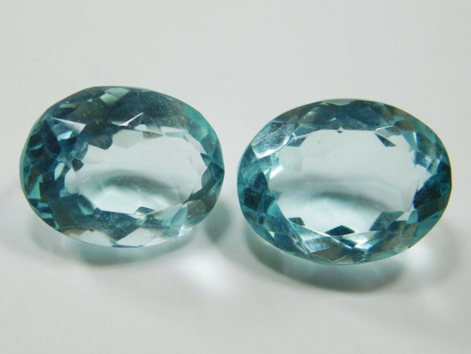 Huge Natural Blue Aquamarine Oval Cut CERTIFIED 14.70 Carat Loose Gemstone Pair