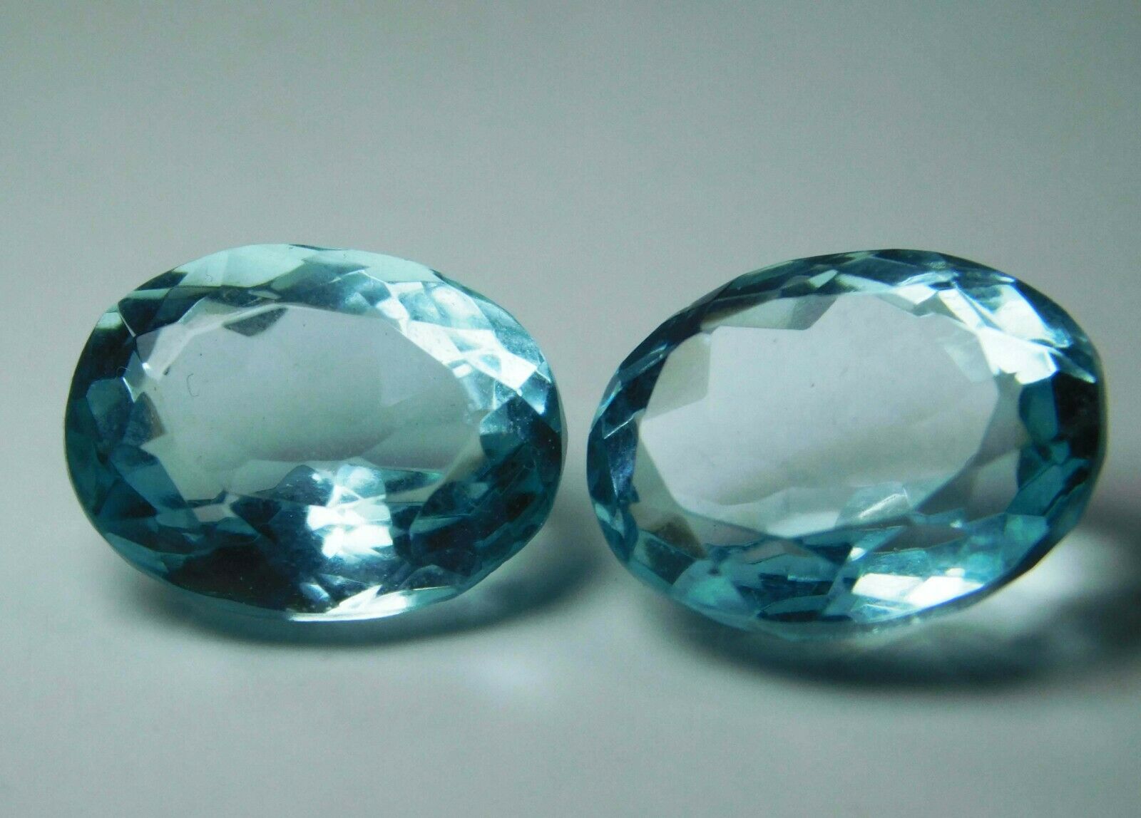 Huge Natural Blue Aquamarine Oval Cut CERTIFIED 14.70 Carat Loose Gemstone Pair