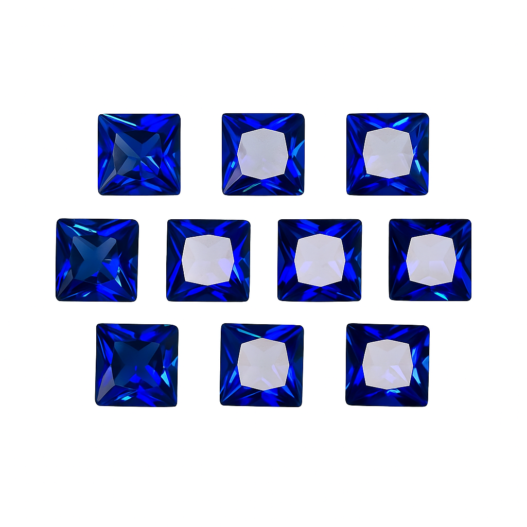 76 Pcs Natural Sapphire Blue Square CERTIFIED Loose Gemstone 5x5 mm
