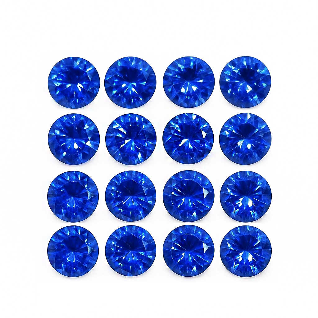 50 Pcs Natural Sapphire Blue Round Diamond Gemstone CERTIFIED Lot 5 mm