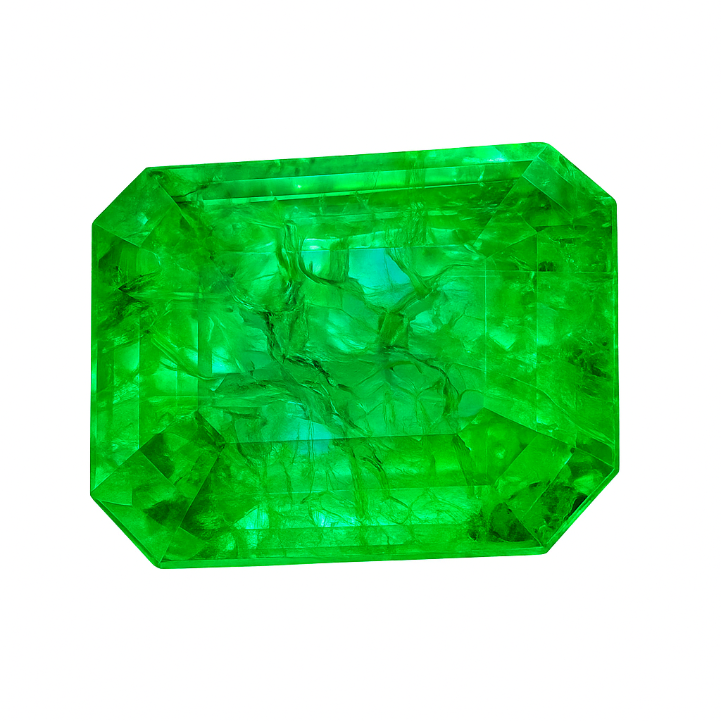 Colombian Muzo Emerald 8.56 Ct Certified Natural Loose showcasing vibrant green color and excellent cut quality.