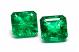Natural Green Muzo Emerald Emerald Cut 18.75 Ct Pair CERTIFIED Loose Gemstone