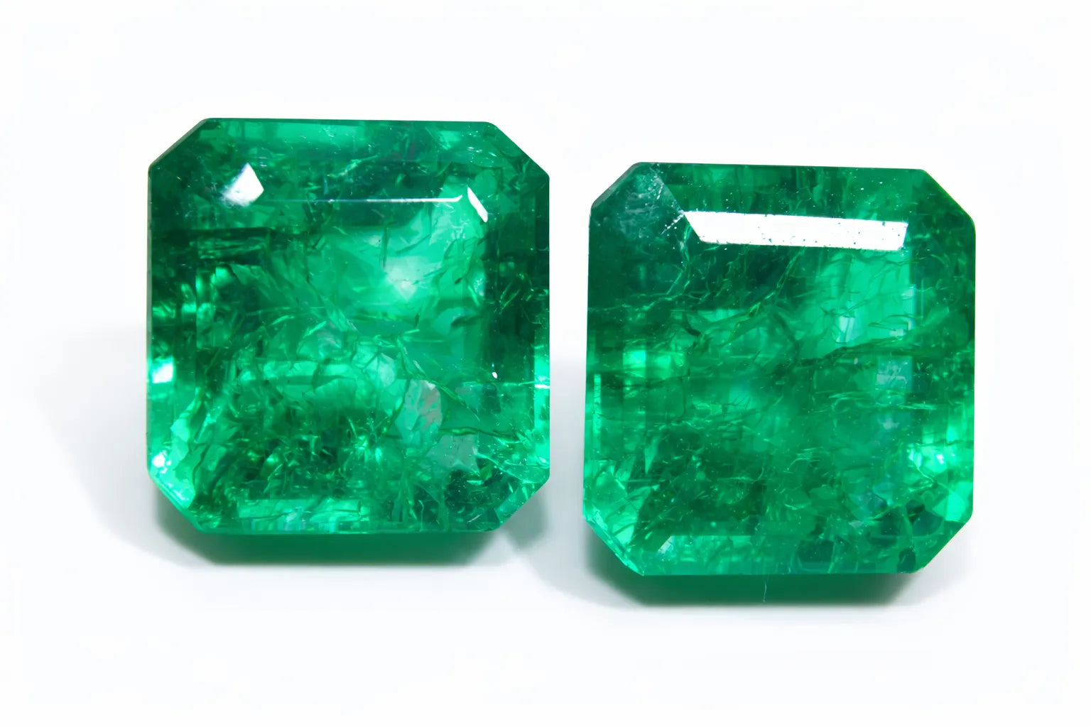 Natural Green Muzo Emerald Emerald Cut 18.75 Ct Pair CERTIFIED Loose Gemstone