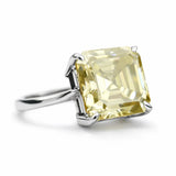 19.80 Ct One Champagne Stone Emerald Moissanite Silver Ring Top Simulant Sz-10