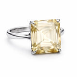 19.80 Ct One Champagne Stone Emerald Moissanite Silver Ring Top Simulant Sz-10