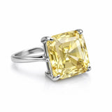 19.80 Ct One Champagne Stone Emerald Moissanite Silver Ring Top Simulant Sz-10