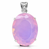 Natura Pink Opal 81 Ct Oval Cut Certified 925 Sterling Silver Pendant Rare Gems