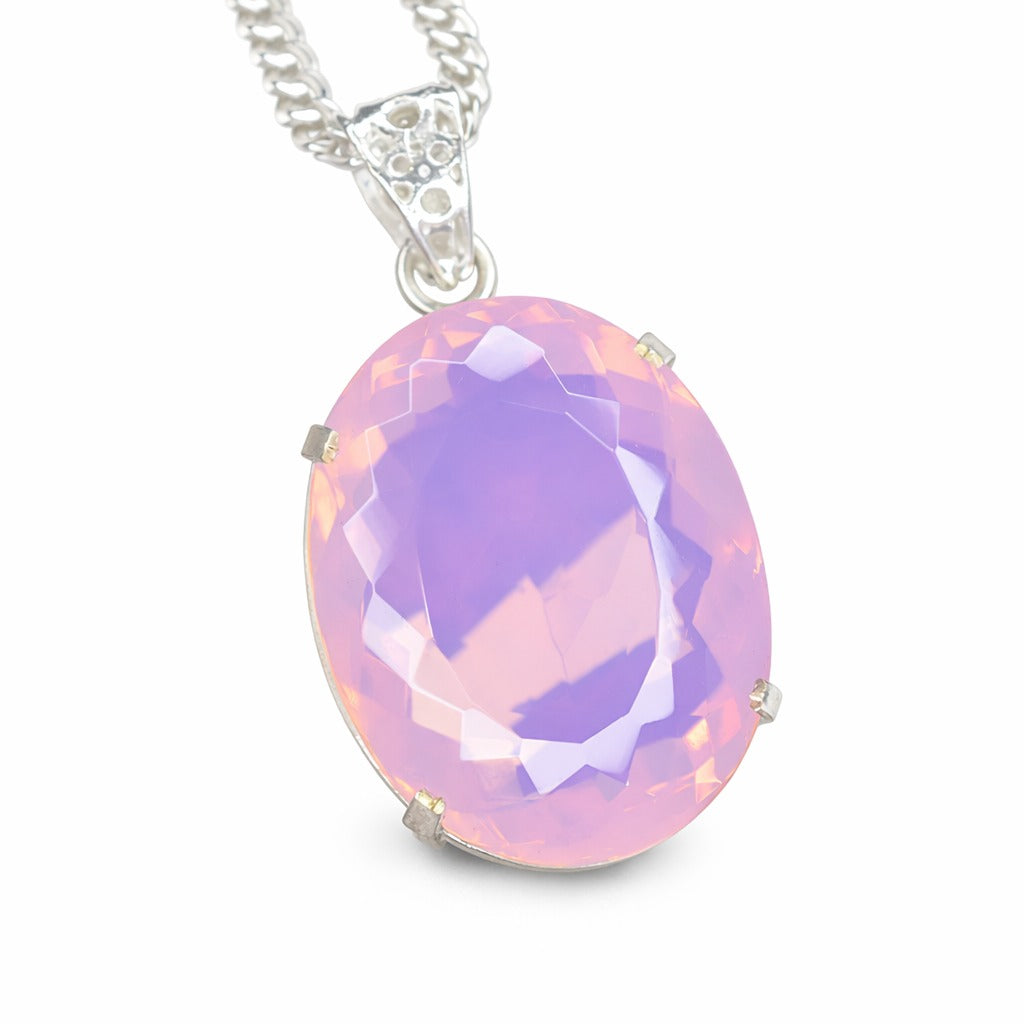 Natura Pink Opal 81 Ct Oval Cut Certified 925 Sterling Silver Pendant Rare Gems