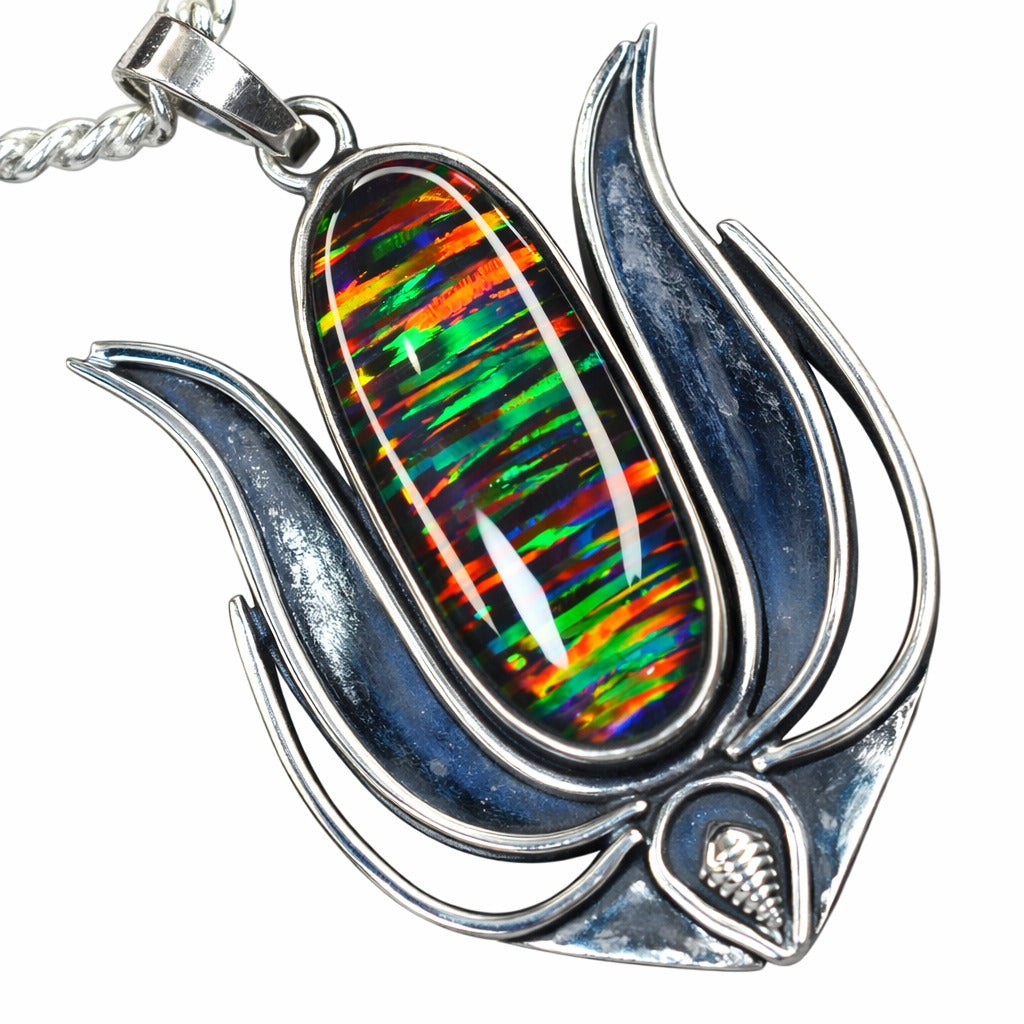 Natual AA++ CERTIFIED 59 Ct Oval Cut Opal 925 Sterling Silver Gemstone Pendant