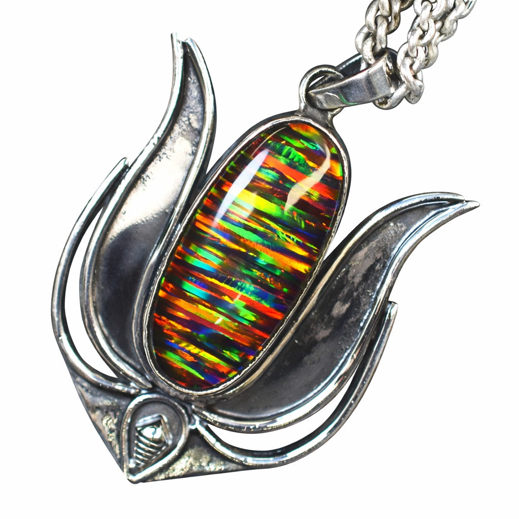 Natual AA++ CERTIFIED 59 Ct Oval Cut Opal 925 Sterling Silver Gemstone Pendant