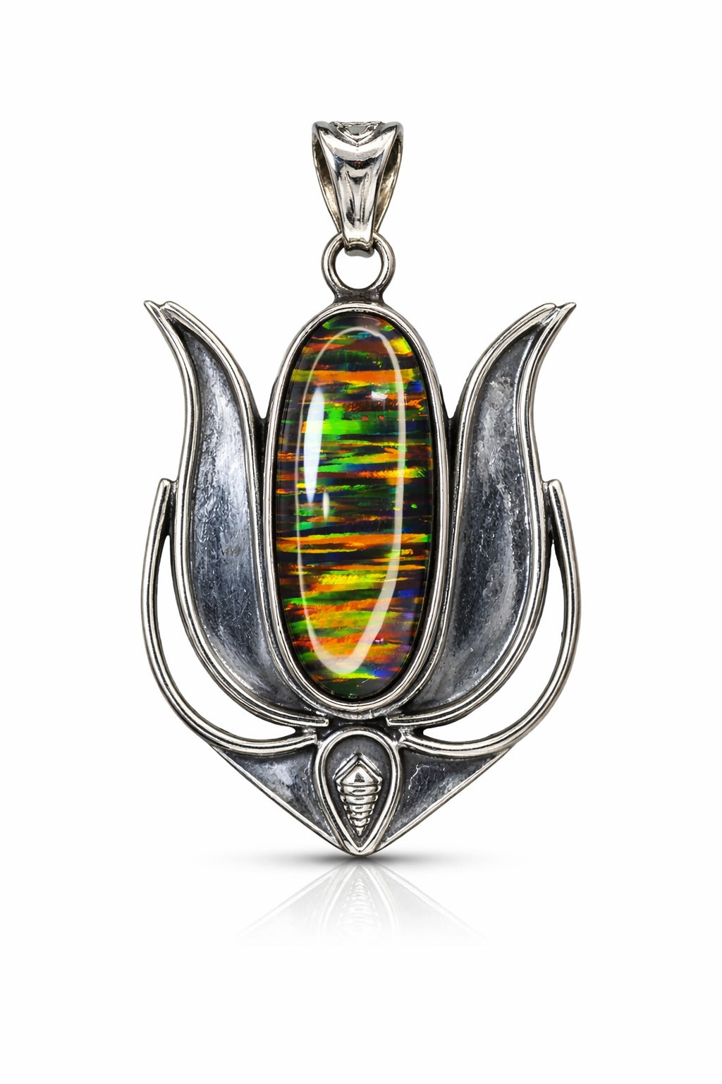 Natual AA++ CERTIFIED 59 Ct Oval Cut Opal 925 Sterling Silver Gemstone Pendant