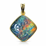 Multicolor 37.55Ct Natural Opal CERTIFIED 18K Gold Plated Square Cushion Pendant