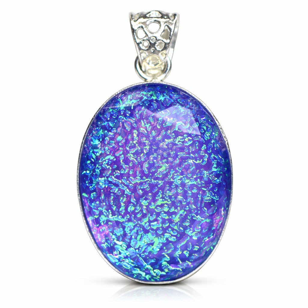 Multi Color Opal 84Ct Lab Created Oval Cut Brazilian CERTIFIED Gemstone Pendant