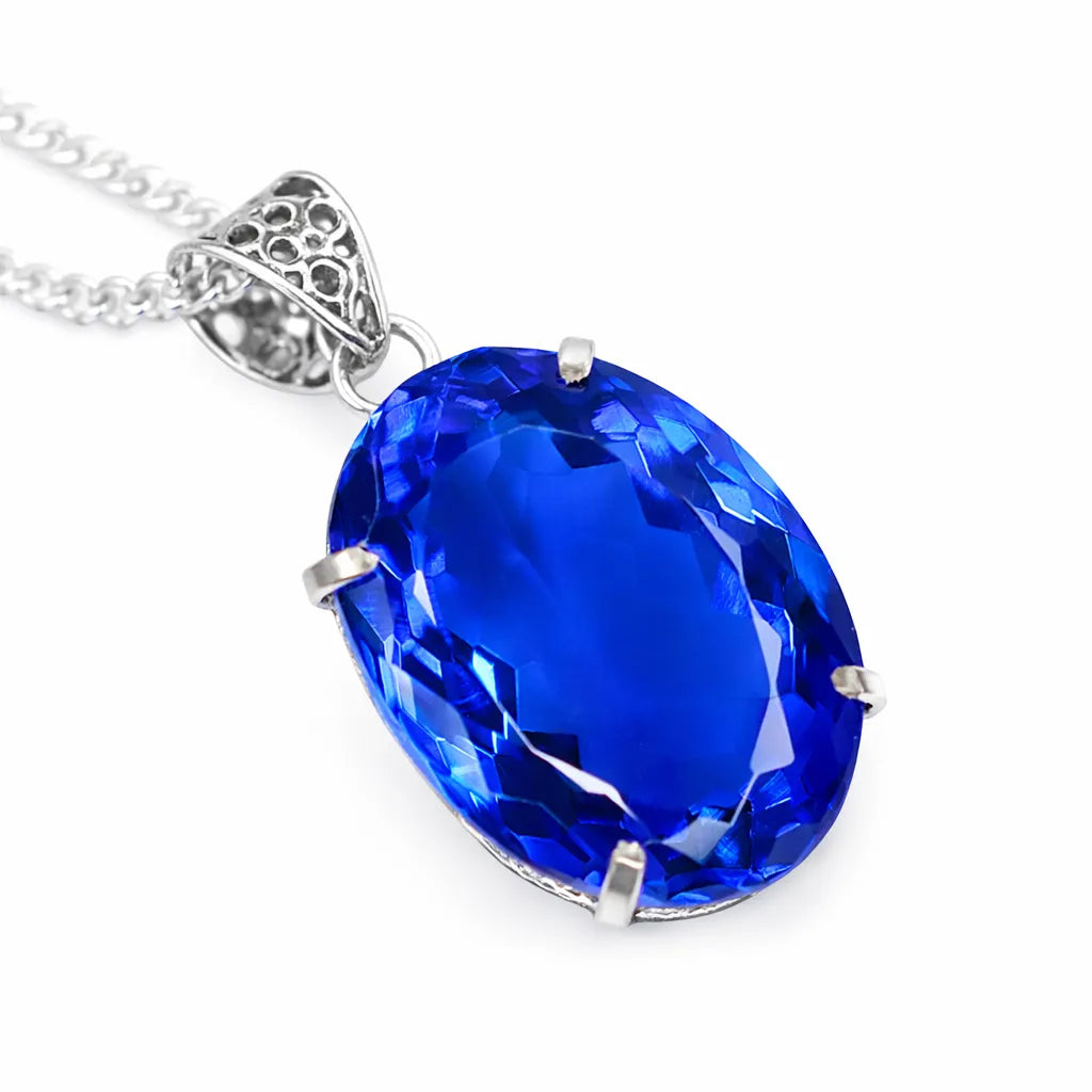 sterling silver sapphire pendant