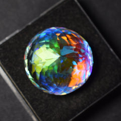 Brazilian Mystic Quartz Natural Rainbow 70.05 Ct Round Cut CERTIFIED Gemstone