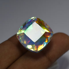 Rainbow Color Natural 62.45 Ct Mystic Quartz Loose Gemstone Square Cut CERTIFIED