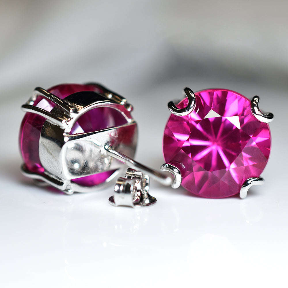 Natural Pink Ruby Round 44.15 Ct CERTIFIED Beautiful Earring Pair Gift For Mom