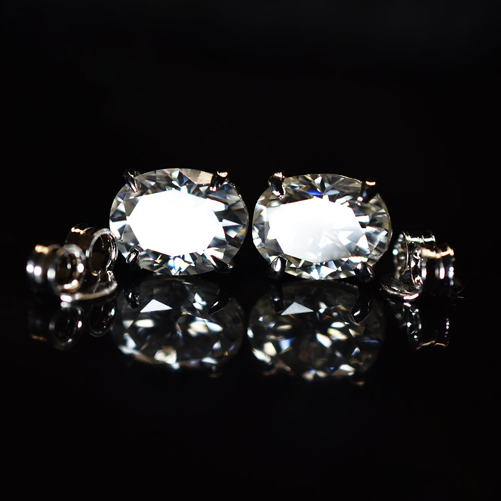 CERTIFIED 12.8 Ct Synthetic White Moissanite Stunning Oval Cut Earring Pair