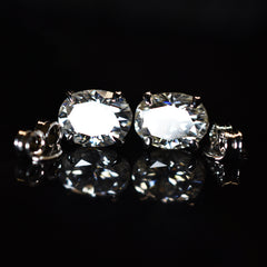 CERTIFIED 12.8 Ct Synthetic White Moissanite Stunning Oval Cut Earring Pair