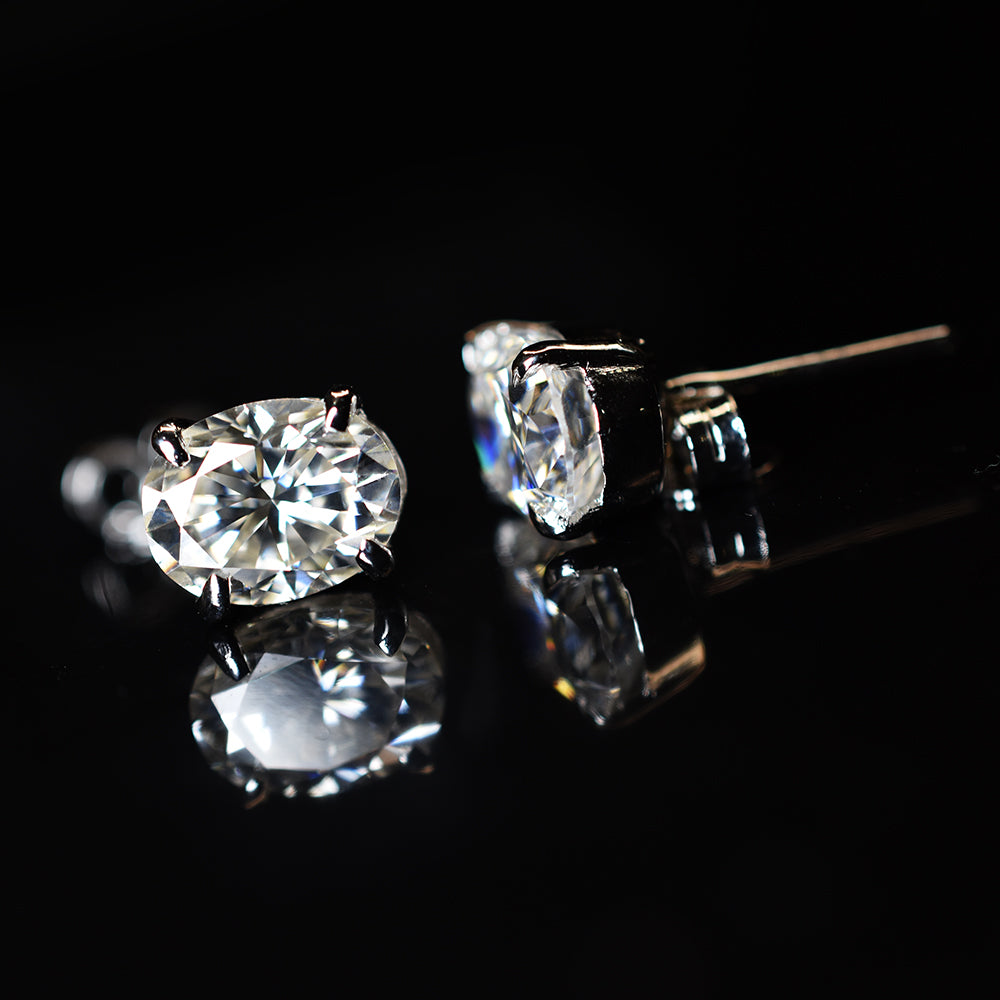 CERTIFIED 12.8 Ct Synthetic White Moissanite Stunning Oval Cut Earring Pair
