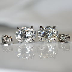 CERTIFIED 12.8 Ct Synthetic White Moissanite Stunning Oval Cut Earring Pair