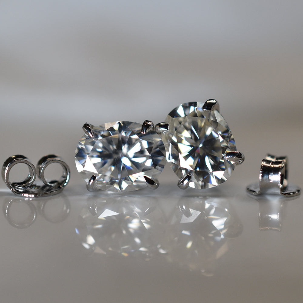 CERTIFIED 12.8 Ct Synthetic White Moissanite Stunning Oval Cut Earring Pair