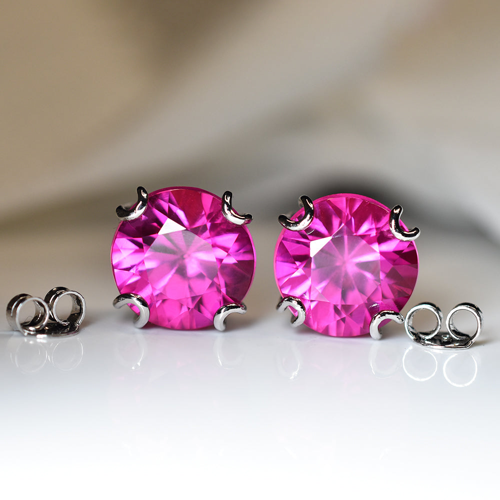 Natural Pink Ruby Round 44.15 Ct CERTIFIED Beautiful Earring Pair Gift For Mom